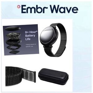 Embr Wave 2 Smart Cooling/Warming Wristband W/Travel Case & Comfort Band, Black